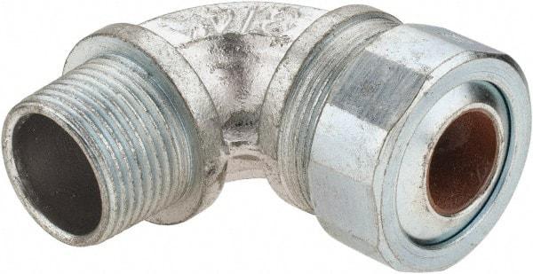 Cooper Crouse-Hinds - 0.55 to 0.65" Cable Capacity, Liquidtight, Elbow Strain Relief Cord Grip - 3/4 NPT Thread, 2-5/16" Long, Malleable Iron - Industrial Tool & Supply