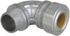 Cooper Crouse-Hinds - 0.65 to 3/4" Cable Capacity, Liquidtight, Elbow Strain Relief Cord Grip - 3/4 NPT Thread, 2-5/16" Long, Malleable Iron - Industrial Tool & Supply
