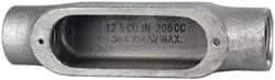 Cooper Crouse-Hinds - Form 5, C Body, 1" Trade, Rigid Malleable Iron Conduit Body - Oval, 7.05" OAL, 12-1/2 cc Capacity, Gray - Industrial Tool & Supply