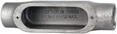 Cooper Crouse-Hinds - Form 5, C Body, 1" Trade, Rigid Malleable Iron Conduit Body - Oval, 7.05" OAL, 12-1/2 cc Capacity, Gray - Industrial Tool & Supply