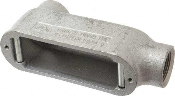 Cooper Crouse-Hinds - Form 5, LB Body, 1-1/4" Trade, Rigid Malleable Iron Conduit Body - Oval, 8.12" OAL, 32 cc Capacity, Gray - Industrial Tool & Supply