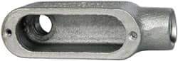 Cooper Crouse-Hinds - Form 5, LB Body, 1/2" Trade, Rigid Malleable Iron Conduit Body - Oval, 4.68" OAL, 4-1/2 cc Capacity, Gray - Industrial Tool & Supply