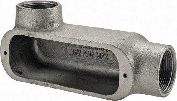 Cooper Crouse-Hinds - Form 5, LL Body, 1-1/2" Trade, Rigid Malleable Iron Conduit Body - Oval, 8.12" OAL, 33 cc Capacity, Gray - Industrial Tool & Supply