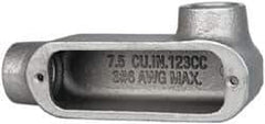 Cooper Crouse-Hinds - Form 5, LR Body, 3/4" Trade, Rigid Malleable Iron Conduit Body - Oval, 5.37" OAL, 7-1/2 cc Capacity, Gray - Industrial Tool & Supply