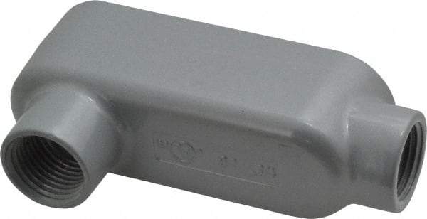 Cooper Crouse-Hinds - Form 5, LB Body, 1/2" Trade, IMC, Rigid Aluminum Conduit Body - Oval/Rectangle, 4.24" OAL, 4.35 cc Capacity, Silver - Industrial Tool & Supply