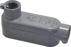 Cooper Crouse-Hinds - Form 5, LB Body, 1/2" Trade, EMT, IMC, Rigid Aluminum Conduit Body - Rectangle, 4.24" OAL, 4.35 cc Capacity, Gray - Industrial Tool & Supply