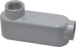 Cooper Crouse-Hinds - Form 5, LB Body, 3/4" Trade, IMC, Rigid Aluminum Conduit Body - Oval/Rectangle, 4.97" OAL, 7.3 cc Capacity, Silver - Industrial Tool & Supply