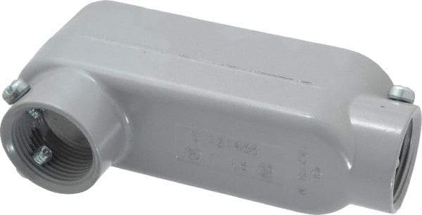 Cooper Crouse-Hinds - Form 5, LB Body, 1" Trade, EMT, IMC, Rigid Aluminum Conduit Body - Rectangle, 5.79" OAL, 12.2 cc Capacity, Gray - Industrial Tool & Supply