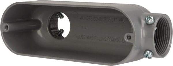 Cooper Crouse-Hinds - Form 5, LB Body, 1-1/4" Trade, EMT, IMC, Rigid Aluminum Conduit Body - Rectangle, 7.79" OAL, 32.3 cc Capacity, Gray - Industrial Tool & Supply