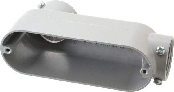 Cooper Crouse-Hinds - Form 5, LB Body, 1-1/2" Trade, EMT, IMC, Rigid Aluminum Conduit Body - Rectangle, 7.81" OAL, 33.8 cc Capacity, Gray - Industrial Tool & Supply