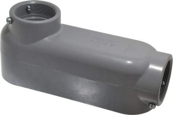 Cooper Crouse-Hinds - Form 5, LB Body, 2" Trade, EMT, IMC, Rigid Aluminum Conduit Body - Rectangle, 10.2" OAL, 71.2 cc Capacity, Gray - Industrial Tool & Supply