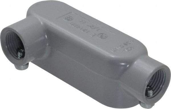 Cooper Crouse-Hinds - Form 5, LL Body, 1/2" Trade, EMT, IMC, Rigid Aluminum Conduit Body - Rectangle, 4.4" OAL, 4.35 cc Capacity, Gray - Industrial Tool & Supply
