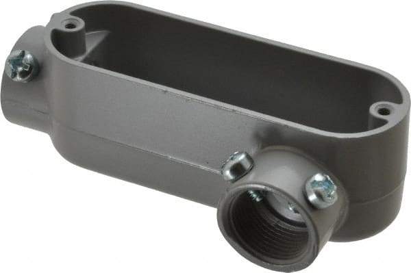 Cooper Crouse-Hinds - Form 5, LL Body, 3/4" Trade, EMT, IMC, Rigid Aluminum Conduit Body - Rectangle, 5.07" OAL, 7.3 cc Capacity, Gray - Industrial Tool & Supply