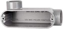 Cooper Crouse-Hinds - Form 5, LL Body, 1" Trade, IMC, Rigid Aluminum Conduit Body - Oval/Rectangle, 5.94" OAL, 12.2 cc Capacity, Silver - Industrial Tool & Supply