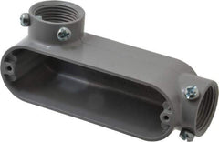 Cooper Crouse-Hinds - Form 5, LL Body, 1" Trade, EMT, IMC, Rigid Aluminum Conduit Body - Rectangle, 15.35" OAL, 12.2 cc Capacity, Gray - Industrial Tool & Supply