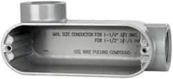 Cooper Crouse-Hinds - Form 5, LL Body, 1-1/4" Trade, IMC, Rigid Aluminum Conduit Body - Oval/Rectangle, 7.87" OAL, 35.8 cc Capacity, Silver - Industrial Tool & Supply