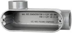 Cooper Crouse-Hinds - Form 5, LL Body, 1-1/4" Trade, IMC, Rigid Aluminum Conduit Body - Oval/Rectangle, 7.87" OAL, 35.8 cc Capacity, Silver - Industrial Tool & Supply