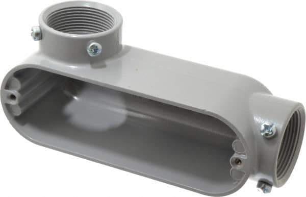 Cooper Crouse-Hinds - Form 5, LL Body, 1-1/2" Trade, EMT, IMC, Rigid Aluminum Conduit Body - Rectangle, 7.87" OAL, 35.8 cc Capacity, Gray - Industrial Tool & Supply