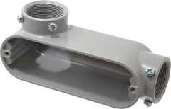 Cooper Crouse-Hinds - Form 5, LL Body, 1-1/2" Trade, EMT, IMC, Rigid Aluminum Conduit Body - Rectangle, 7.87" OAL, 35.8 cc Capacity, Gray - Industrial Tool & Supply