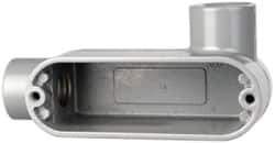 Cooper Crouse-Hinds - Form 5, LR Body, 1/2" Trade, IMC, Rigid Aluminum Conduit Body - Oval/Rectangle, 4.4" OAL, 4.35 cc Capacity, Silver - Industrial Tool & Supply
