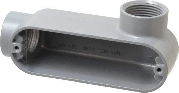 Cooper Crouse-Hinds - Form 5, LR Body, 1" Trade, IMC, Rigid Aluminum Conduit Body - Oval/Rectangle, 5.94" OAL, 12.2 cc Capacity, Silver - Industrial Tool & Supply