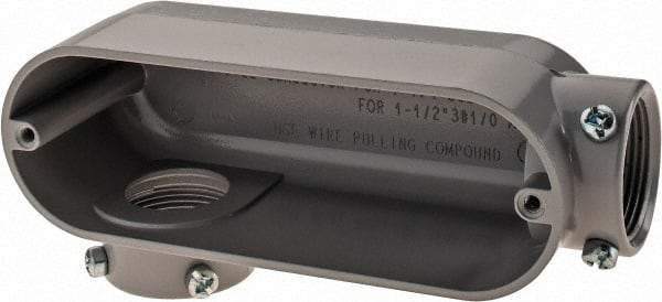 Cooper Crouse-Hinds - Form 5, LR Body, 1-1/4" Trade, EMT, IMC, Rigid Aluminum Conduit Body - Rectangle, 7.87" OAL, 35.8 cc Capacity, Gray - Industrial Tool & Supply