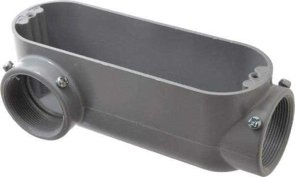 Cooper Crouse-Hinds - Form 5, LR Body, 2" Trade, EMT, IMC, Rigid Aluminum Conduit Body - Rectangle, 9.88" OAL, 69.7 cc Capacity, Gray - Industrial Tool & Supply
