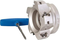 Iscar - 5 Inserts, 4" Cut Diam, 1-1/2" Arbor Diam, 0.642" Max Depth of Cut, Indexable Square-Shoulder Face Mill - 0/90° Lead Angle, 2" High, H490 AN.X 17 Insert Compatibility, Through Coolant, Series Helido - Industrial Tool & Supply