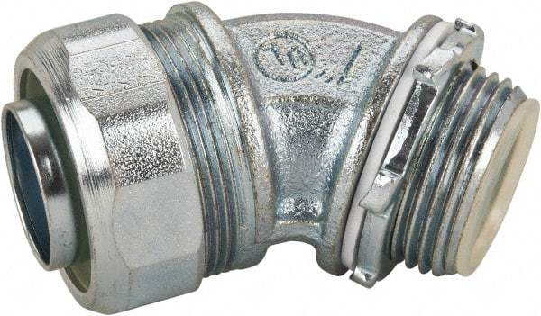 Cooper Crouse-Hinds - 1" Trade, Malleable Iron Threaded Angled Liquidtight Conduit Connector - Insulated - Industrial Tool & Supply