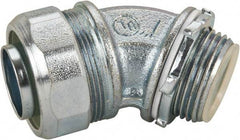 Cooper Crouse-Hinds - 1" Trade, Malleable Iron Threaded Angled Liquidtight Conduit Connector - Insulated - Industrial Tool & Supply