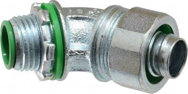 Cooper Crouse-Hinds - 1/2" Trade, Malleable Iron Threaded Angled Liquidtight Conduit Connector - Insulated - Industrial Tool & Supply