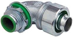 Cooper Crouse-Hinds - 1/2" Trade, Malleable Iron Threaded Angled Liquidtight Conduit Connector - Insulated - Industrial Tool & Supply