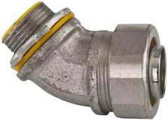 Cooper Crouse-Hinds - 1" Trade, Malleable Iron Threaded Angled Liquidtight Conduit Connector - Insulated - Industrial Tool & Supply