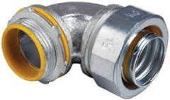 Cooper Crouse-Hinds - 1-1/4" Trade, Malleable Iron Threaded Angled Liquidtight Conduit Connector - Insulated - Industrial Tool & Supply