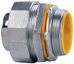 Cooper Crouse-Hinds - 1-1/2" Trade, Malleable Iron Threaded Straight Liquidtight Conduit Connector - Insulated - Industrial Tool & Supply