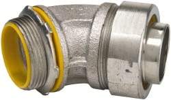 Cooper Crouse-Hinds - 1-1/2" Trade, Malleable Iron Threaded Angled Liquidtight Conduit Connector - Insulated - Industrial Tool & Supply
