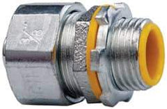 Cooper Crouse-Hinds - 3/8" Trade, Malleable Iron Threaded Straight Liquidtight Conduit Connector - Insulated - Industrial Tool & Supply