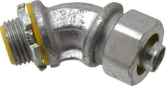Cooper Crouse-Hinds - 3/8" Trade, Malleable Iron Threaded Angled Liquidtight Conduit Connector - Insulated - Industrial Tool & Supply