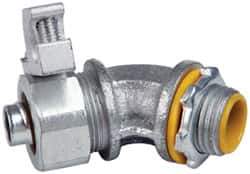Cooper Crouse-Hinds - 3/8" Trade, Malleable Iron Threaded Angled Liquidtight Conduit Connector - Insulated - Industrial Tool & Supply