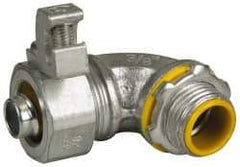 Cooper Crouse-Hinds - 3/8" Trade, Malleable Iron Threaded Angled Liquidtight Conduit Connector - Insulated - Industrial Tool & Supply