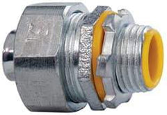 Cooper Crouse-Hinds - 1/2" Trade, Malleable Iron Threaded Straight Liquidtight Conduit Connector - Insulated - Industrial Tool & Supply