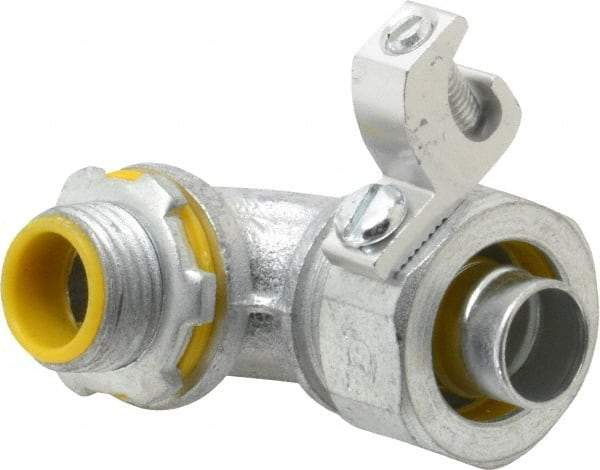 Cooper Crouse-Hinds - 1/2" Trade, Malleable Iron Threaded Angled Liquidtight Conduit Connector - Insulated - Industrial Tool & Supply
