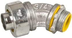 Cooper Crouse-Hinds - 3/4" Trade, Malleable Iron Threaded Angled Liquidtight Conduit Connector - Insulated - Industrial Tool & Supply