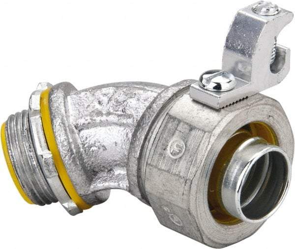 Cooper Crouse-Hinds - 3/4" Trade, Malleable Iron Threaded Angled Liquidtight Conduit Connector - Insulated - Industrial Tool & Supply