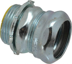 Cooper Crouse-Hinds - 1" Trade, Steel Compression Straight EMT Conduit Connector - Insulated - Industrial Tool & Supply
