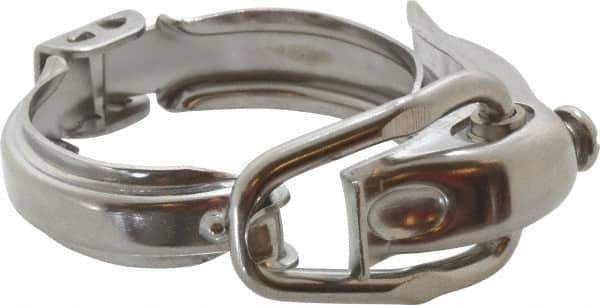VNE - 1-1/2", Clamp Style, Sanitary Stainless Steel Pipe Hinged Clamp - Grade 304 - Industrial Tool & Supply