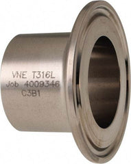 VNE - 1-1/4", Clamp Style, Sanitary Stainless Steel Pipe Welding Ferrule - Tube OD Connection, Grade 316/316L - Industrial Tool & Supply