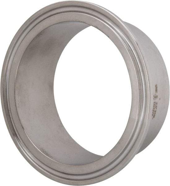 VNE - 2-1/2", Clamp Style, Sanitary Stainless Steel Pipe Welding Ferrule - Tube OD Connection, Grade 316/316L - Industrial Tool & Supply