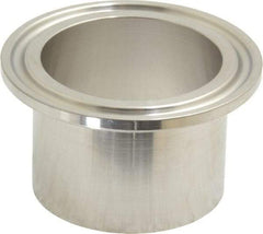 VNE - 1-1/2", Clamp Style, Sanitary Stainless Steel Pipe Welding Ferrule - Tube OD Connection, Grade 304 - Industrial Tool & Supply