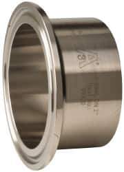 VNE - 2", Clamp Style, Sanitary Stainless Steel Pipe Welding Ferrule - Tube OD Connection, Grade 304 - Industrial Tool & Supply